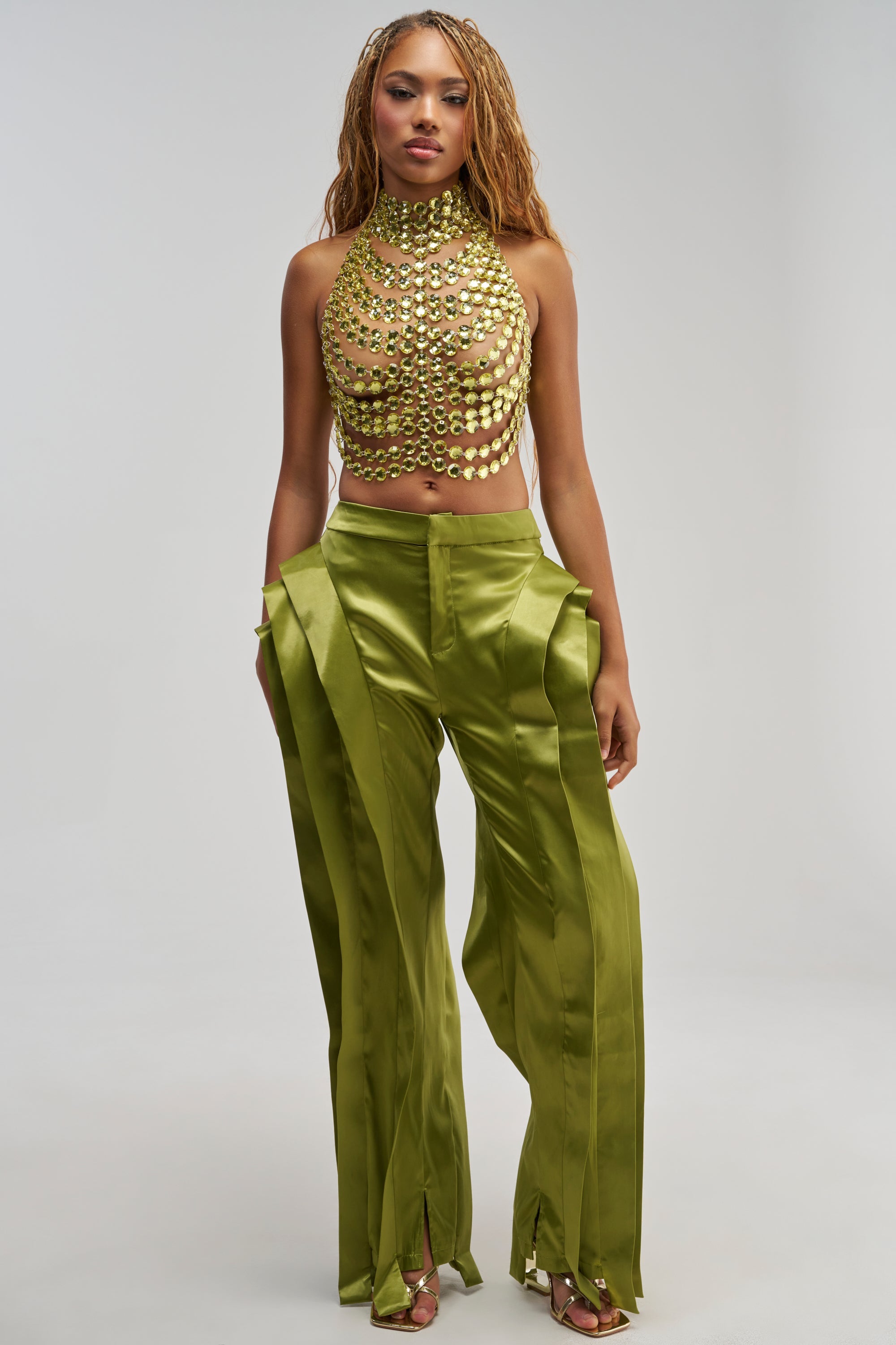 VENOM LUXE RHINESTONE TOP IN CHARTREUSE