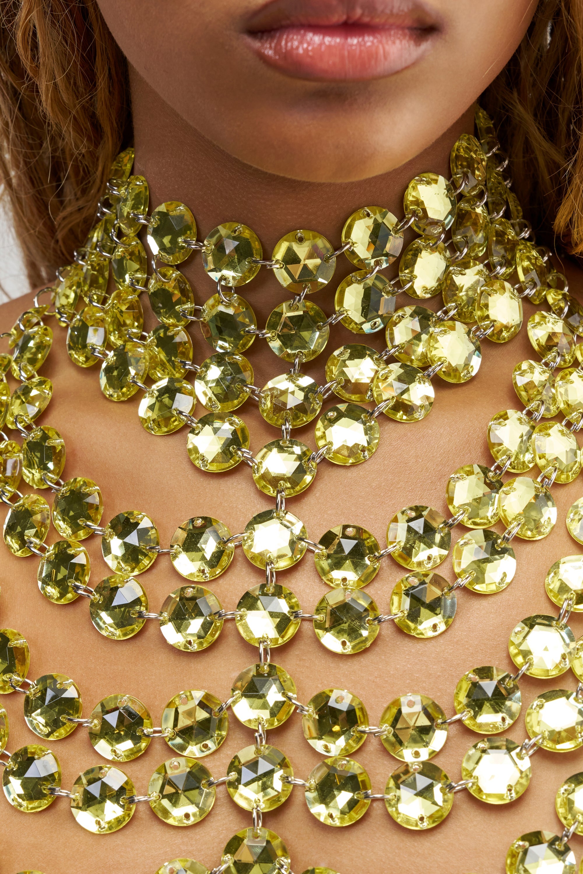 VENOM LUXE RHINESTONE TOP IN CHARTREUSE
