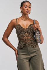 ITS GIVING ROPE DETAIL CORSET IN OLIVE