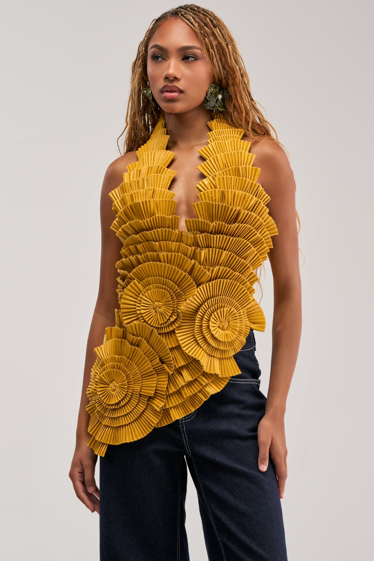 MOLTEN PETAL PLEATED TOP