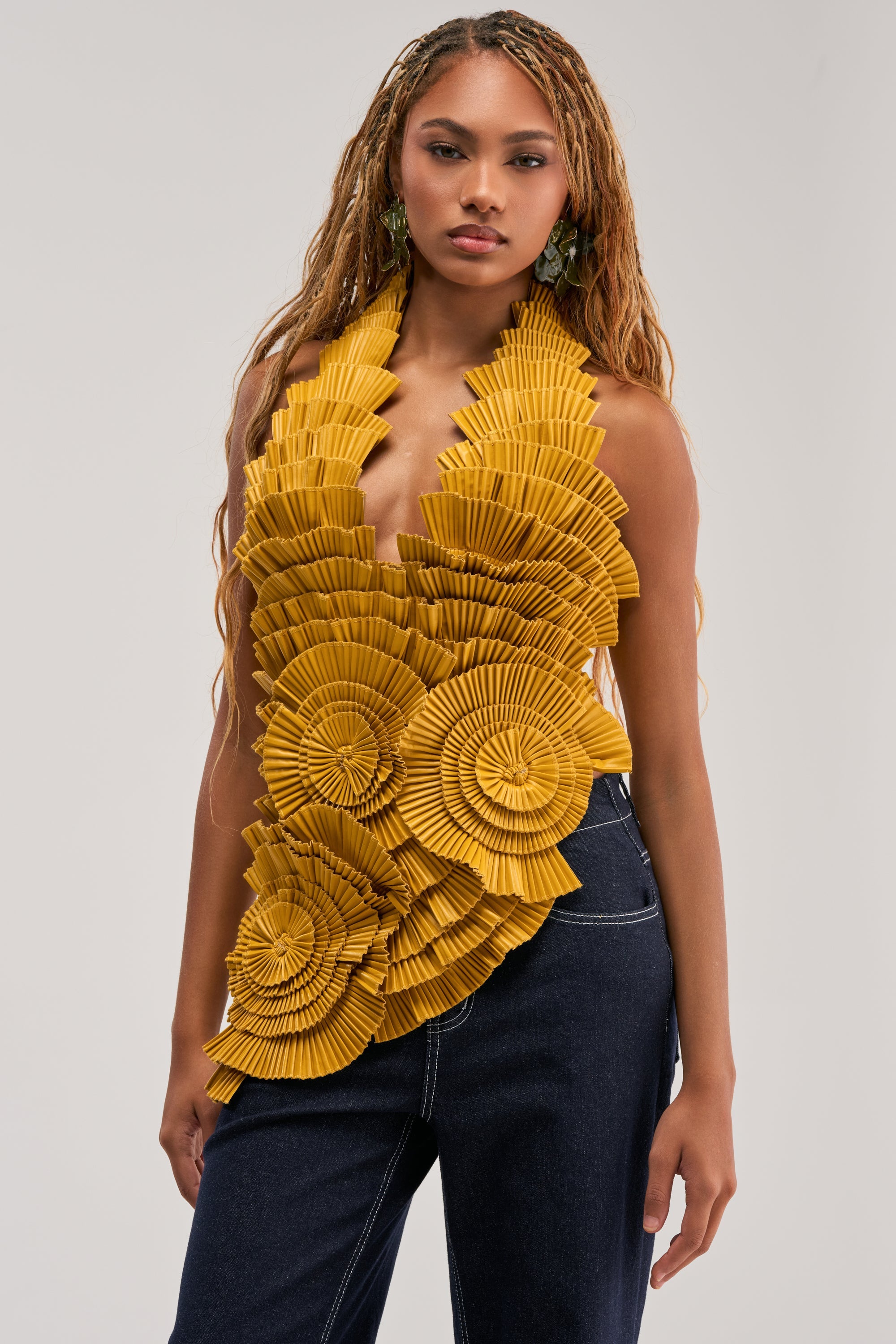 MOLTEN PETAL PLEATED TOP