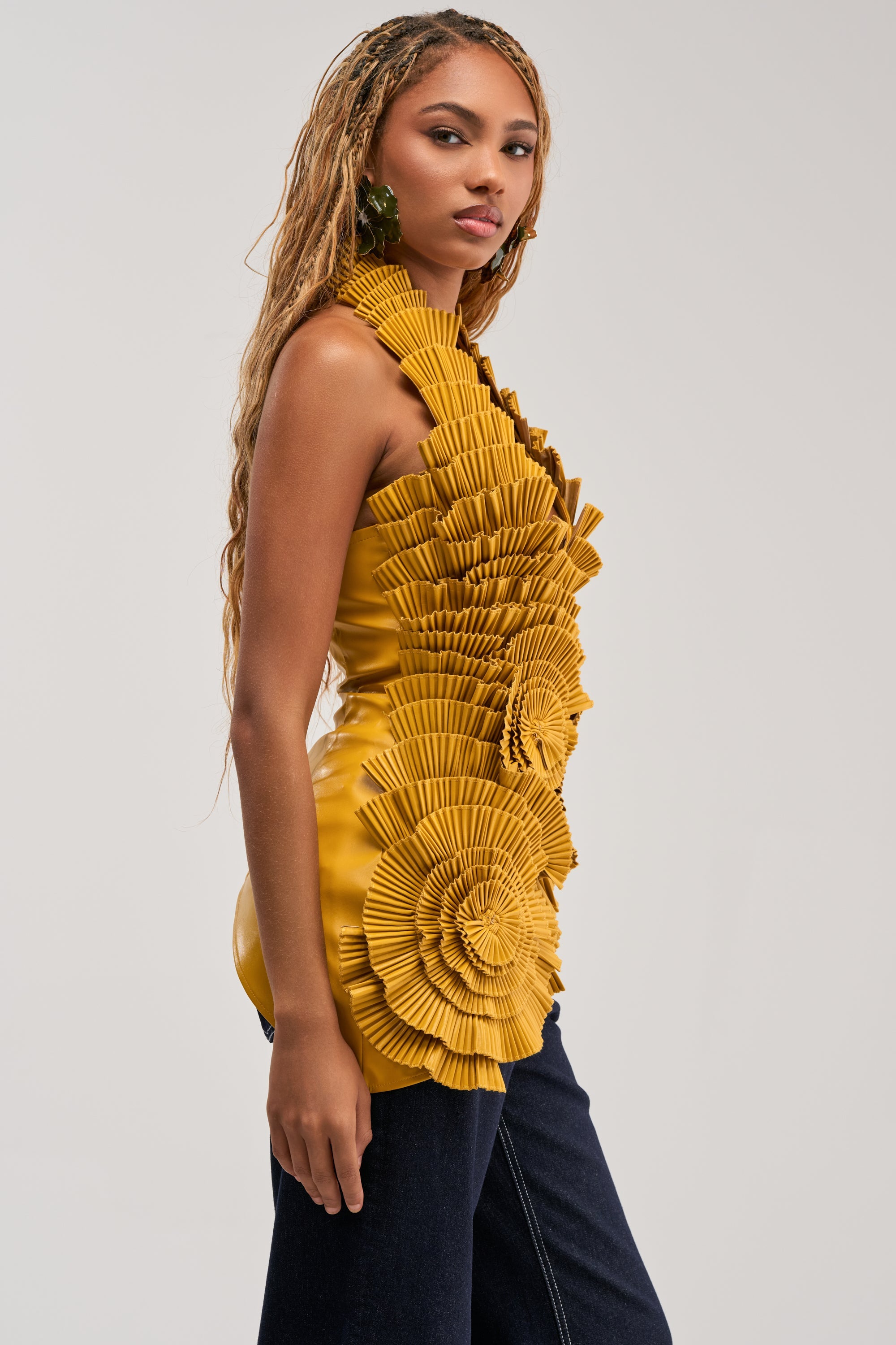 MOLTEN PETAL PLEATED TOP