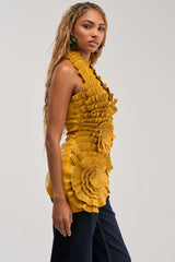 MOLTEN PETAL PLEATED TOP