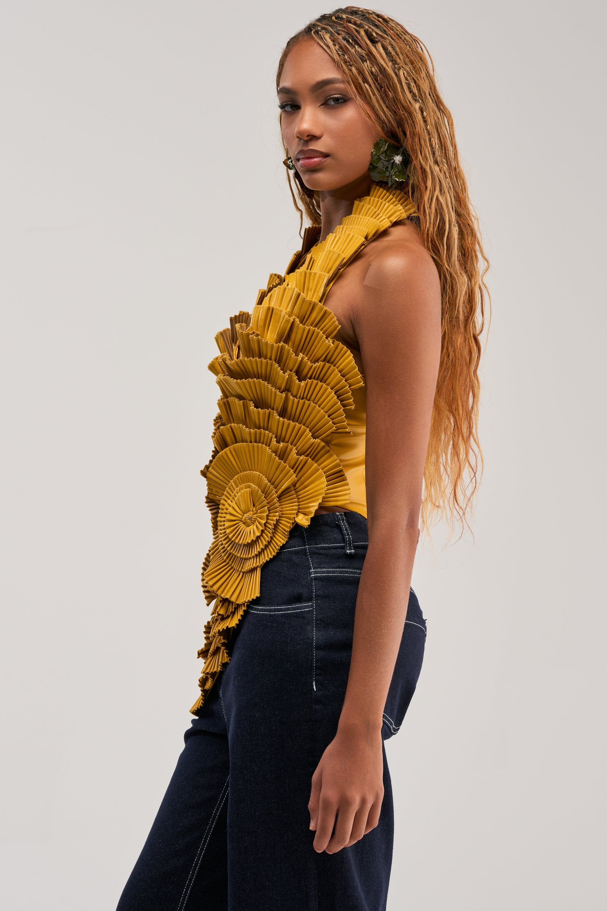 MOLTEN PETAL PLEATED TOP