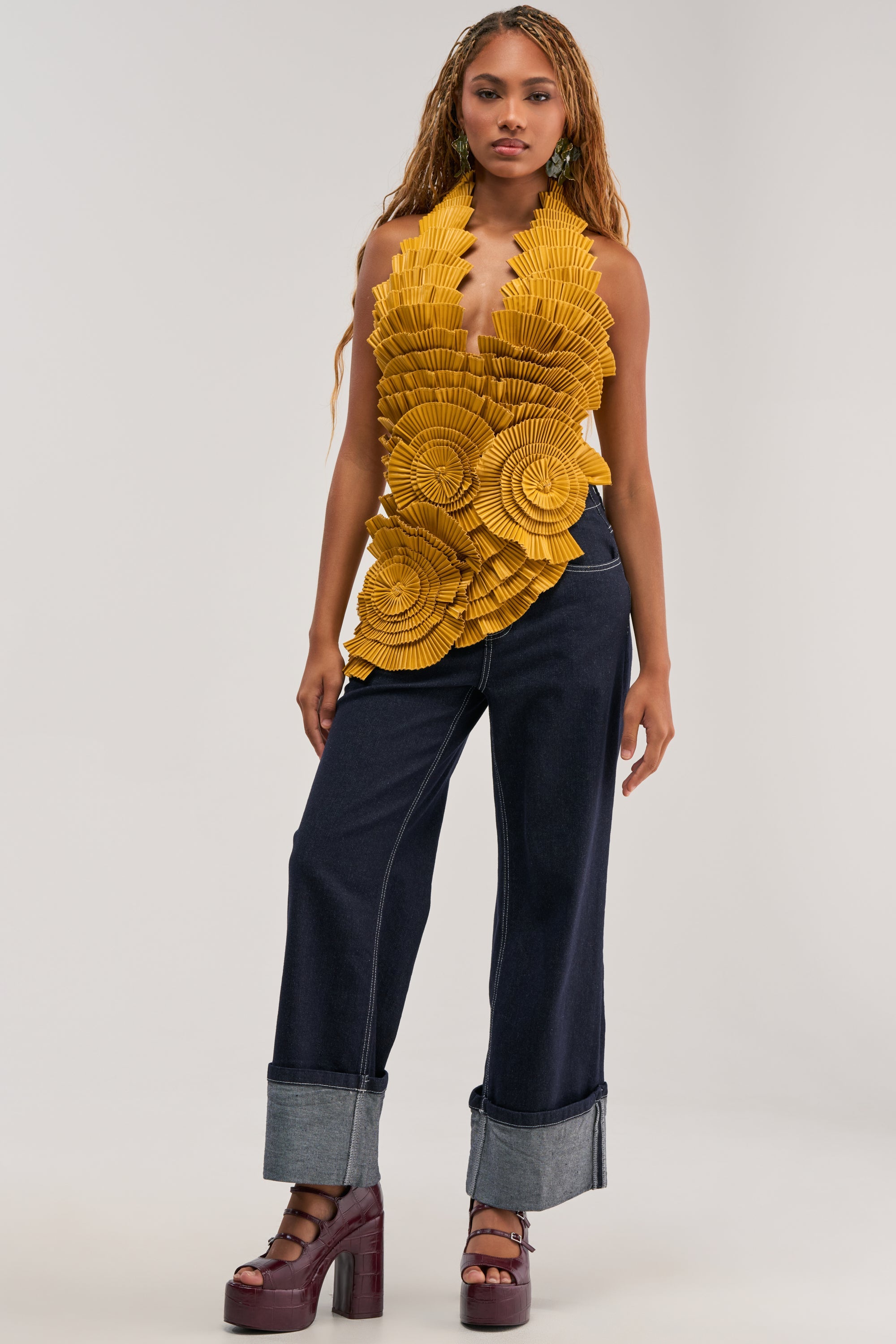 MOLTEN PETAL PLEATED TOP