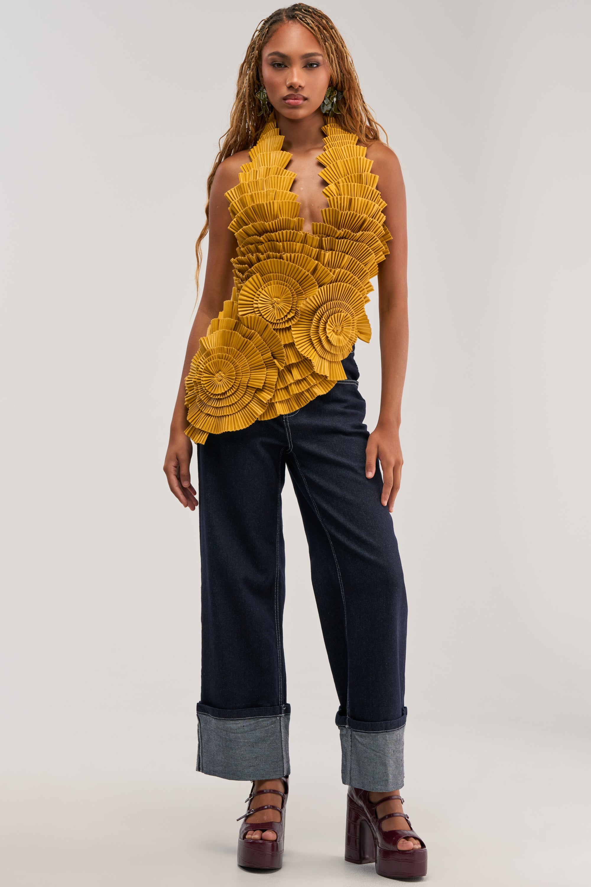 MOLTEN PETAL PLEATED TOP