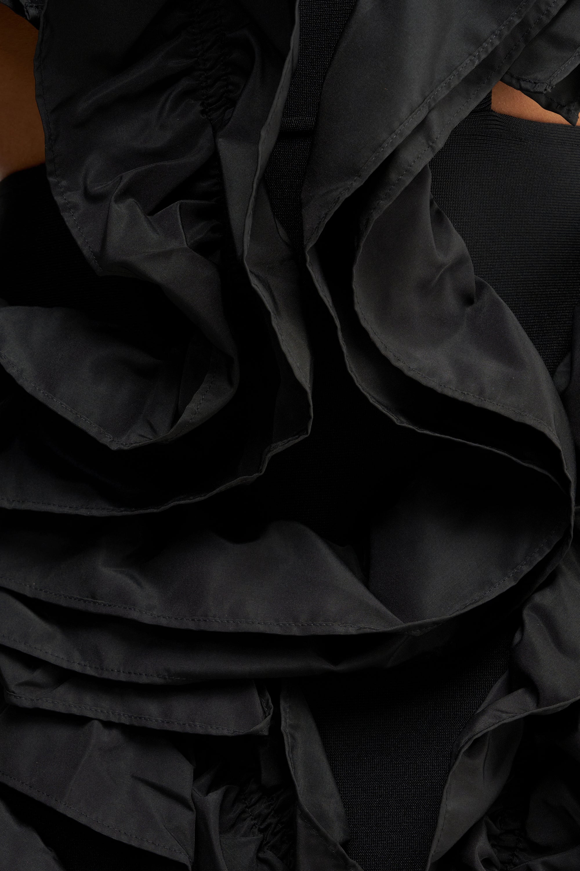 DRAMA QUEEN FLOCKED MINI DRESS IN BLACK