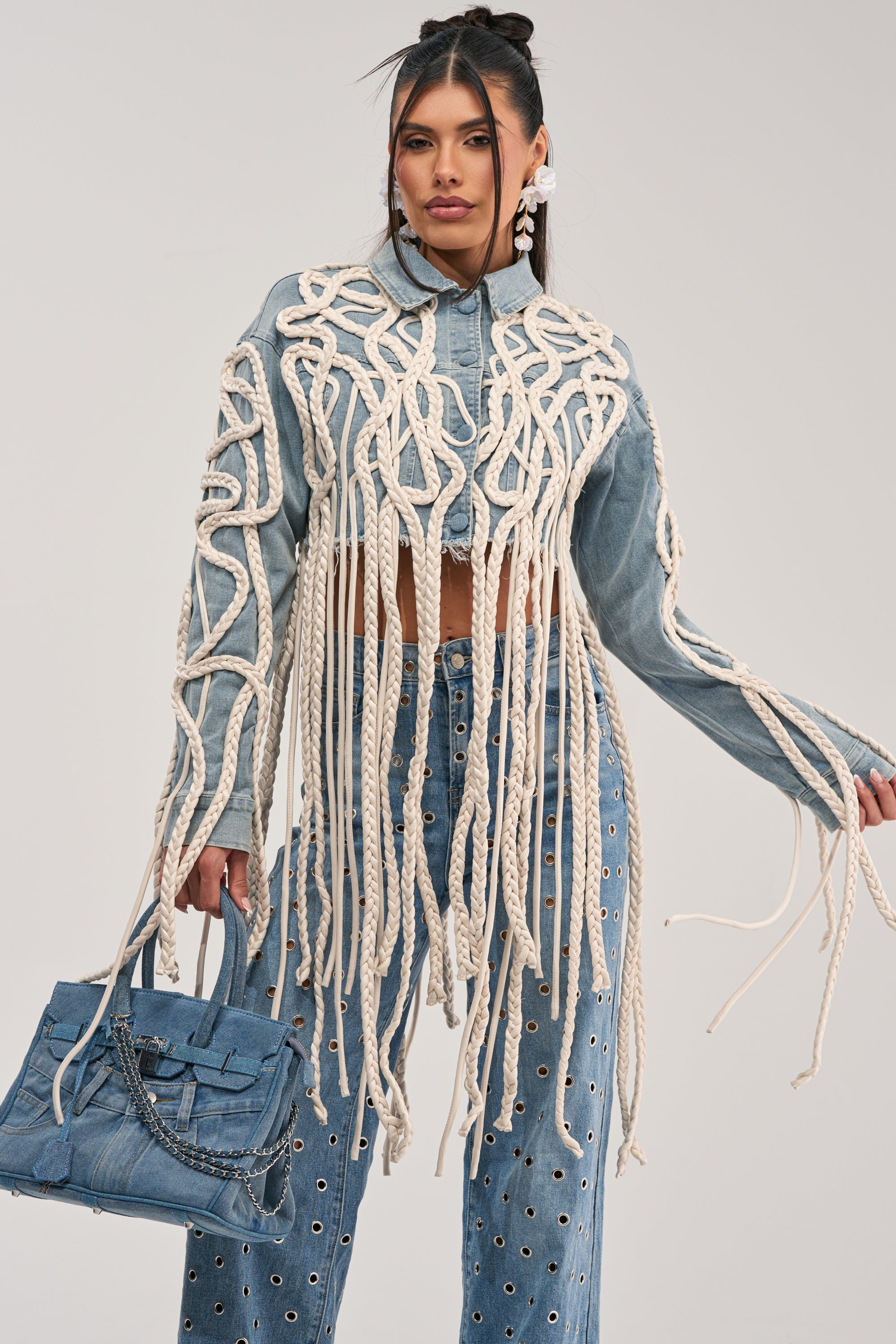 KEEP MOVING TASSEL DENIM JACKET
