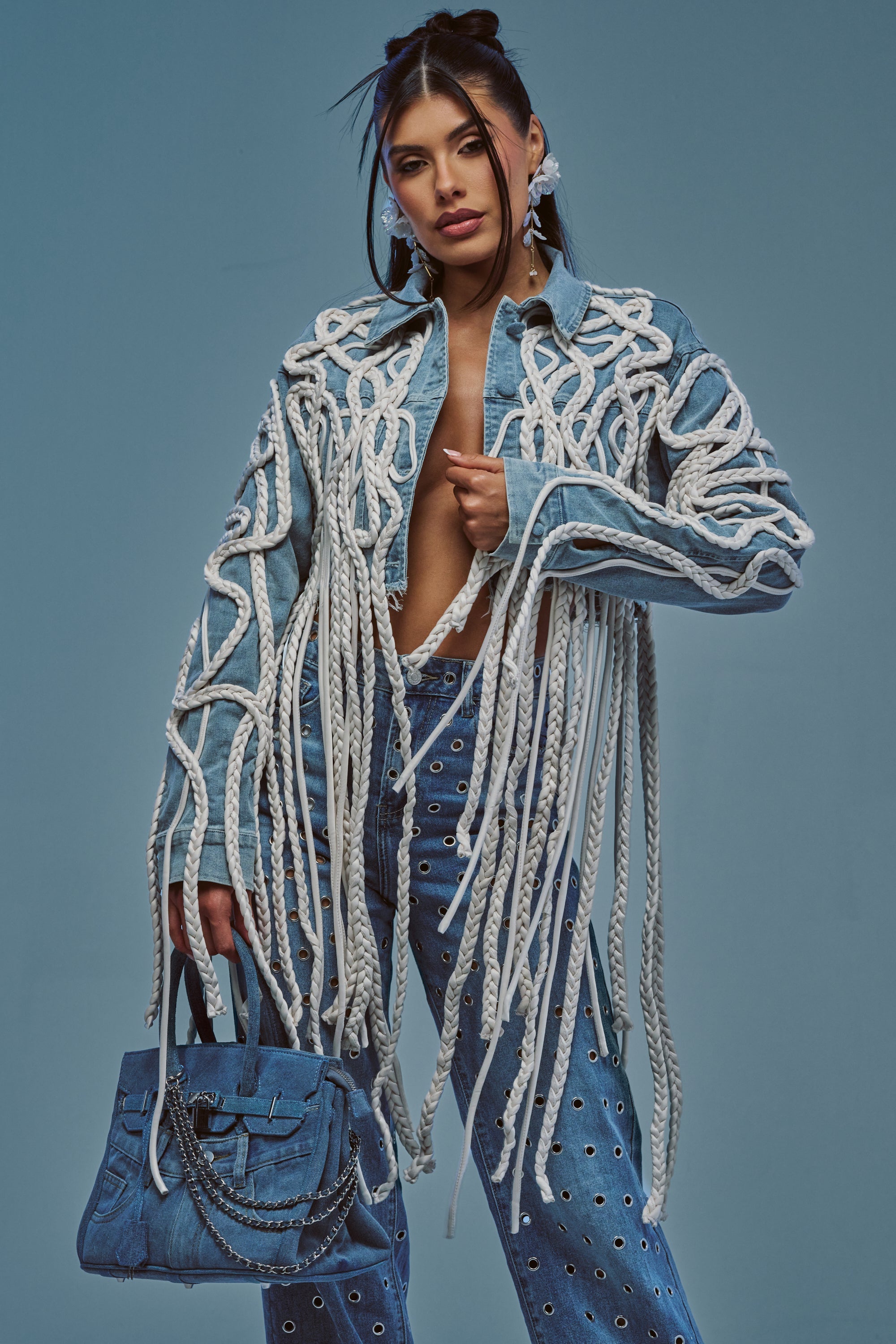 KEEP MOVING TASSEL DENIM JACKET