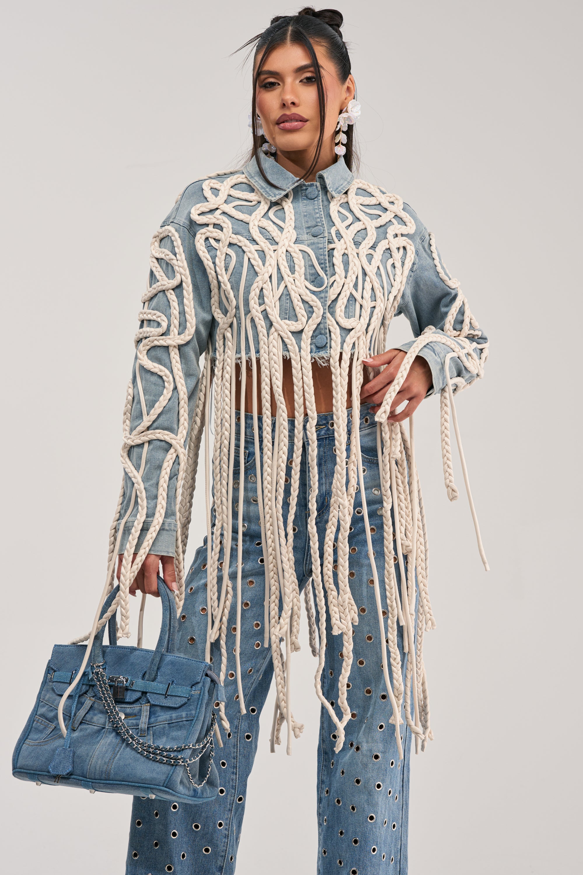 KEEP MOVING TASSEL DENIM JACKET