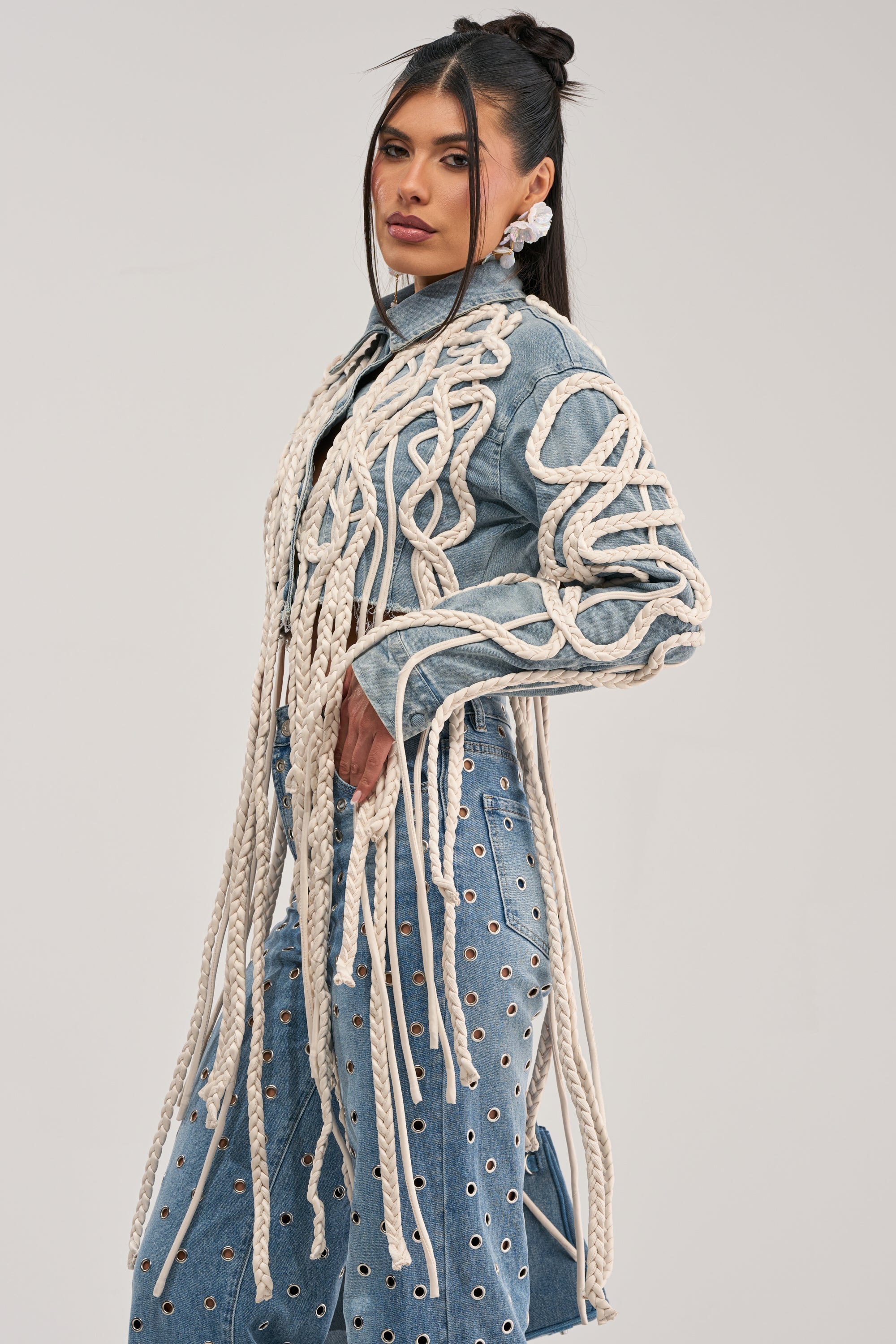 KEEP MOVING TASSEL DENIM JACKET