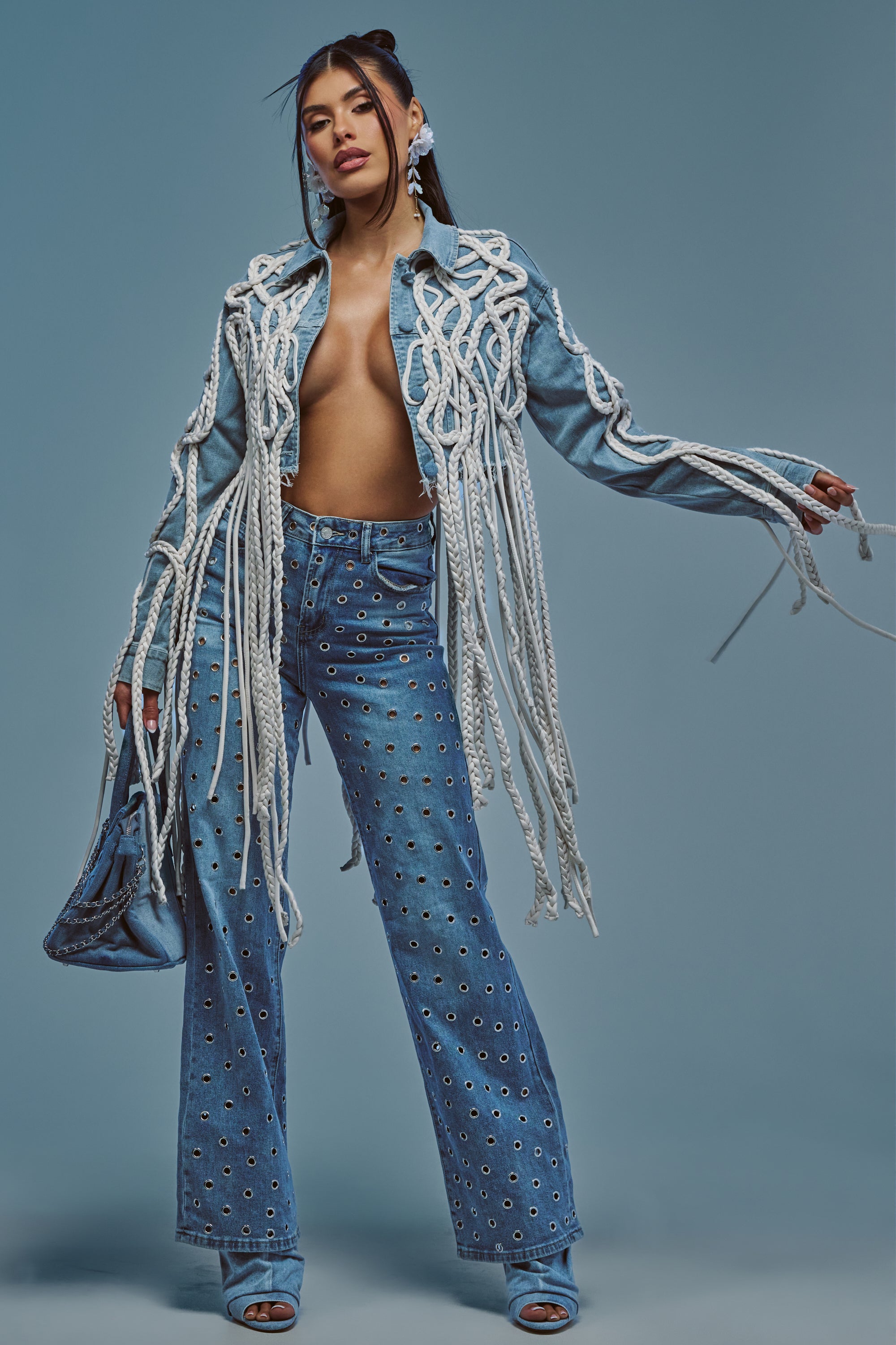KEEP MOVING TASSEL DENIM JACKET