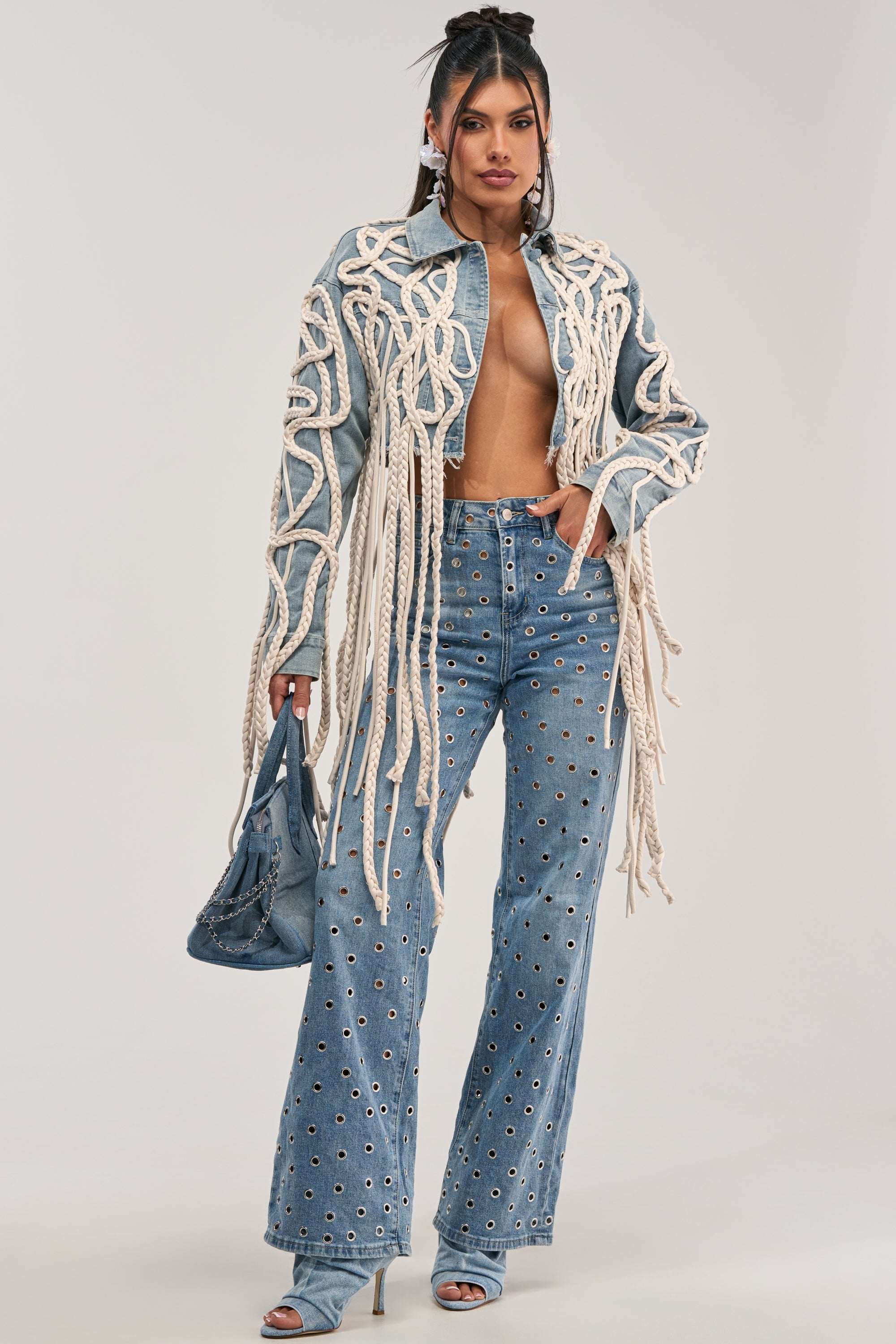 KEEP MOVING TASSEL DENIM JACKET