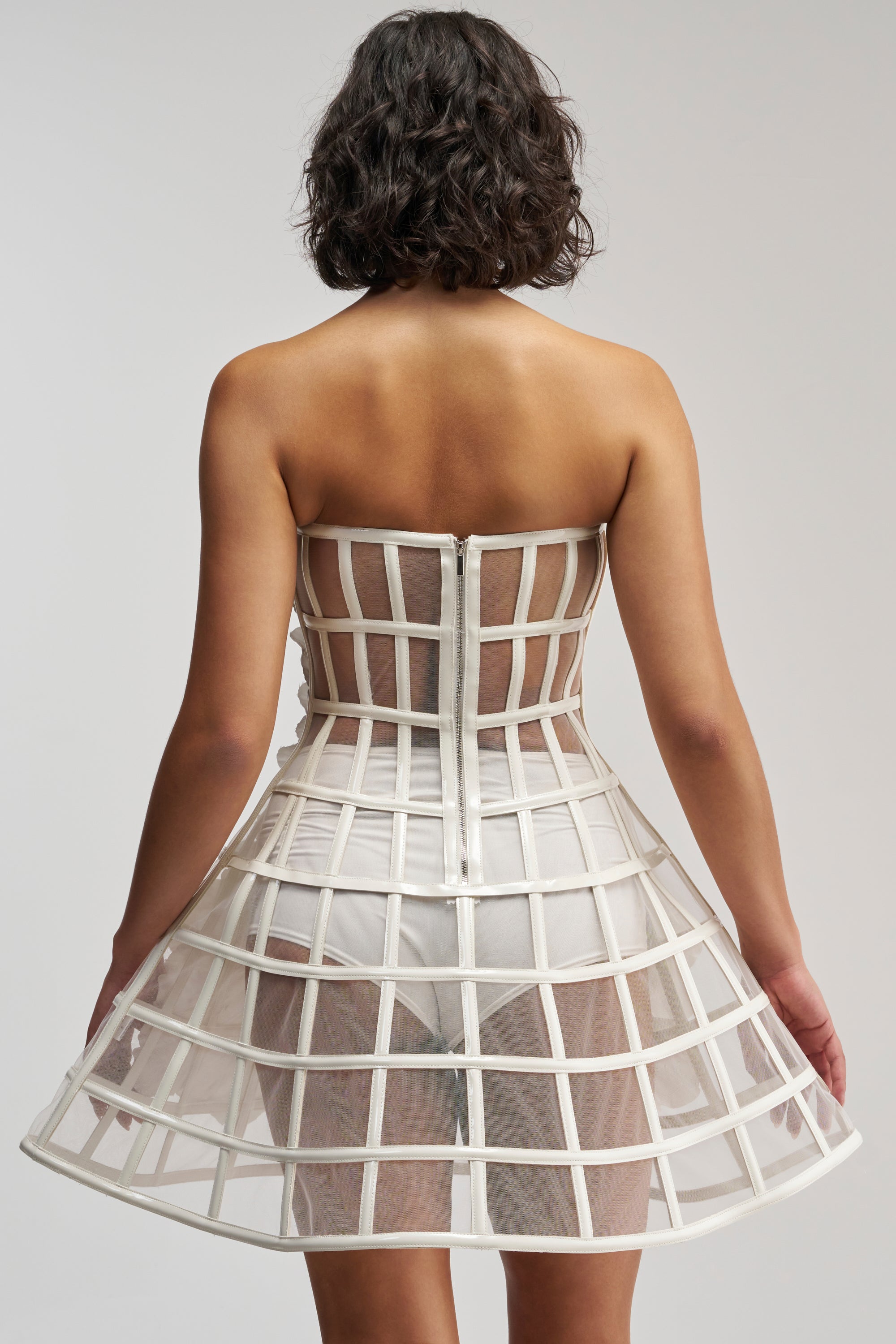 FULL BLOOM CAGE DRESS IN WHITE