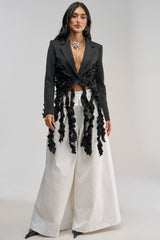 CAUGHT YOUR EYE RUFFLE TRIM BLAZER