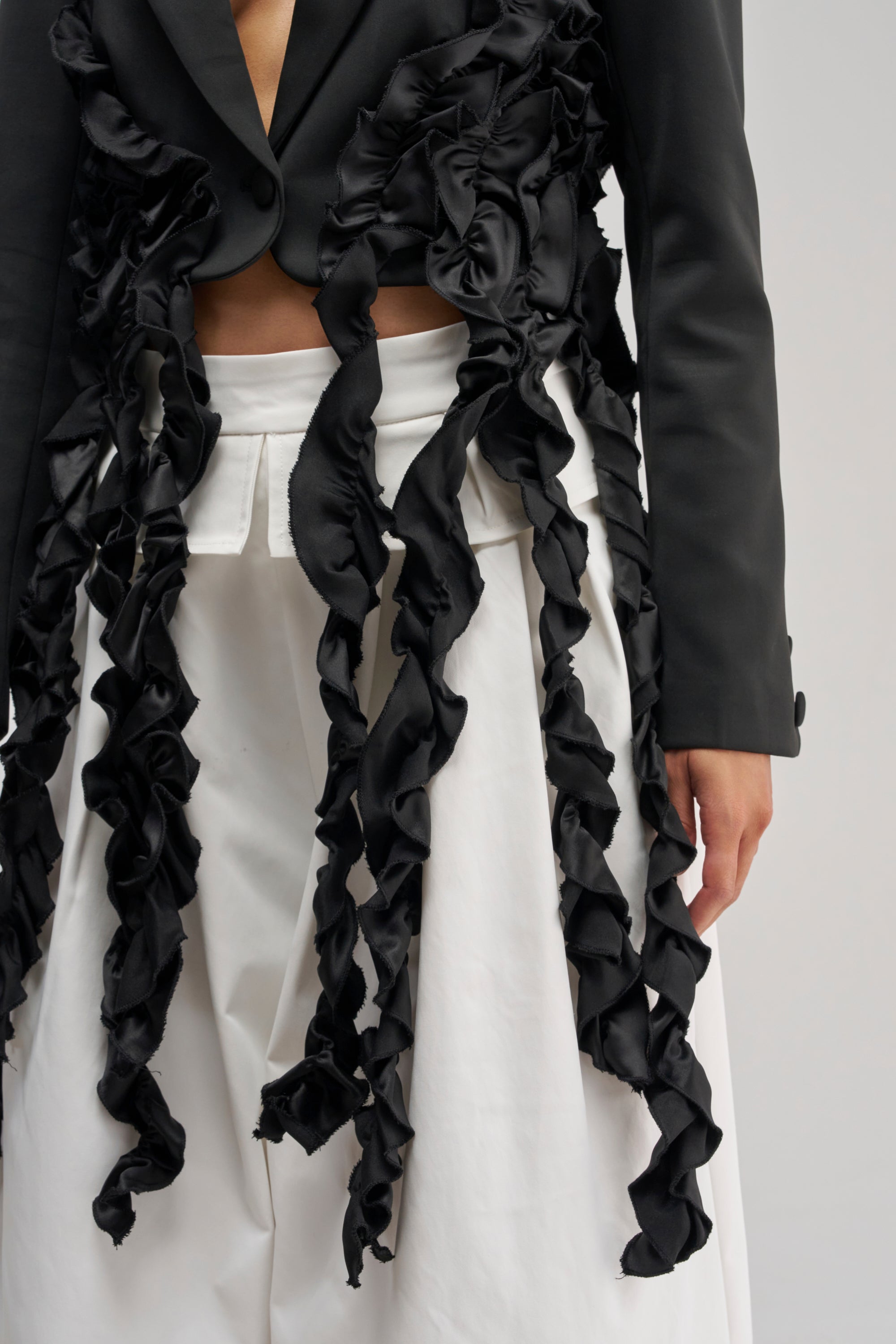 CAUGHT YOUR EYE RUFFLE TRIM BLAZER