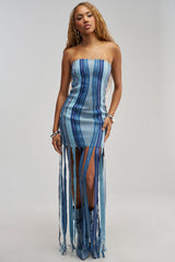 DID IT AGAIN DENIM MINI DRESS IN MULTI