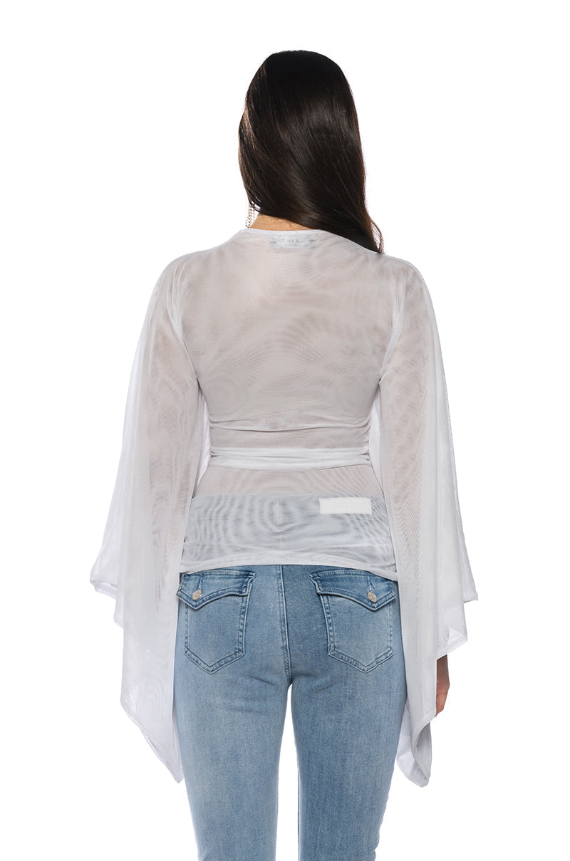 ADORE BELL SLEEVE MESH TOP