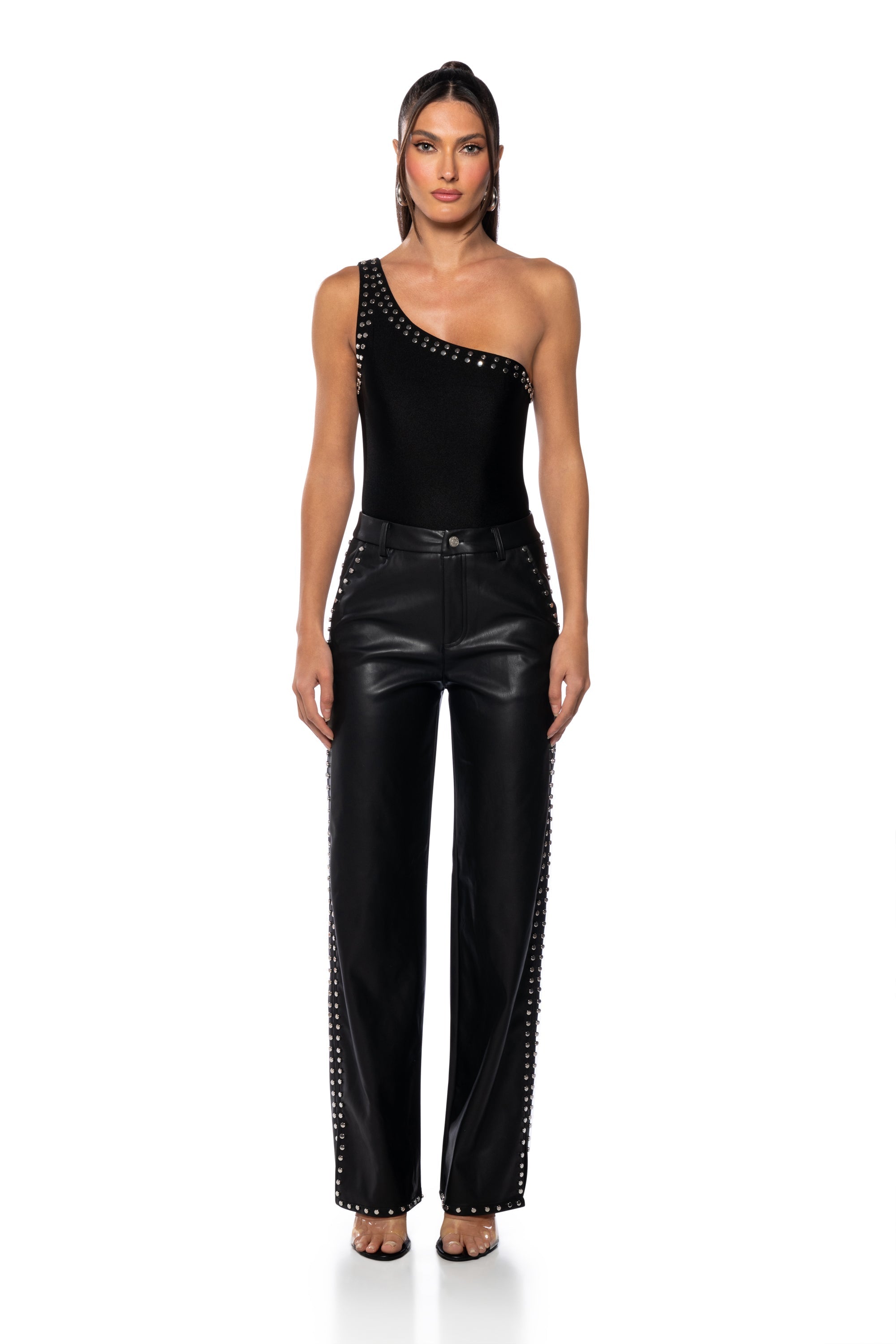 ALWAYS ON TIME FAUX LEATHER WIDE LEG PANT