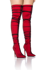 AZALEA WANG SERPENS RED TULLE COVERED BOOT