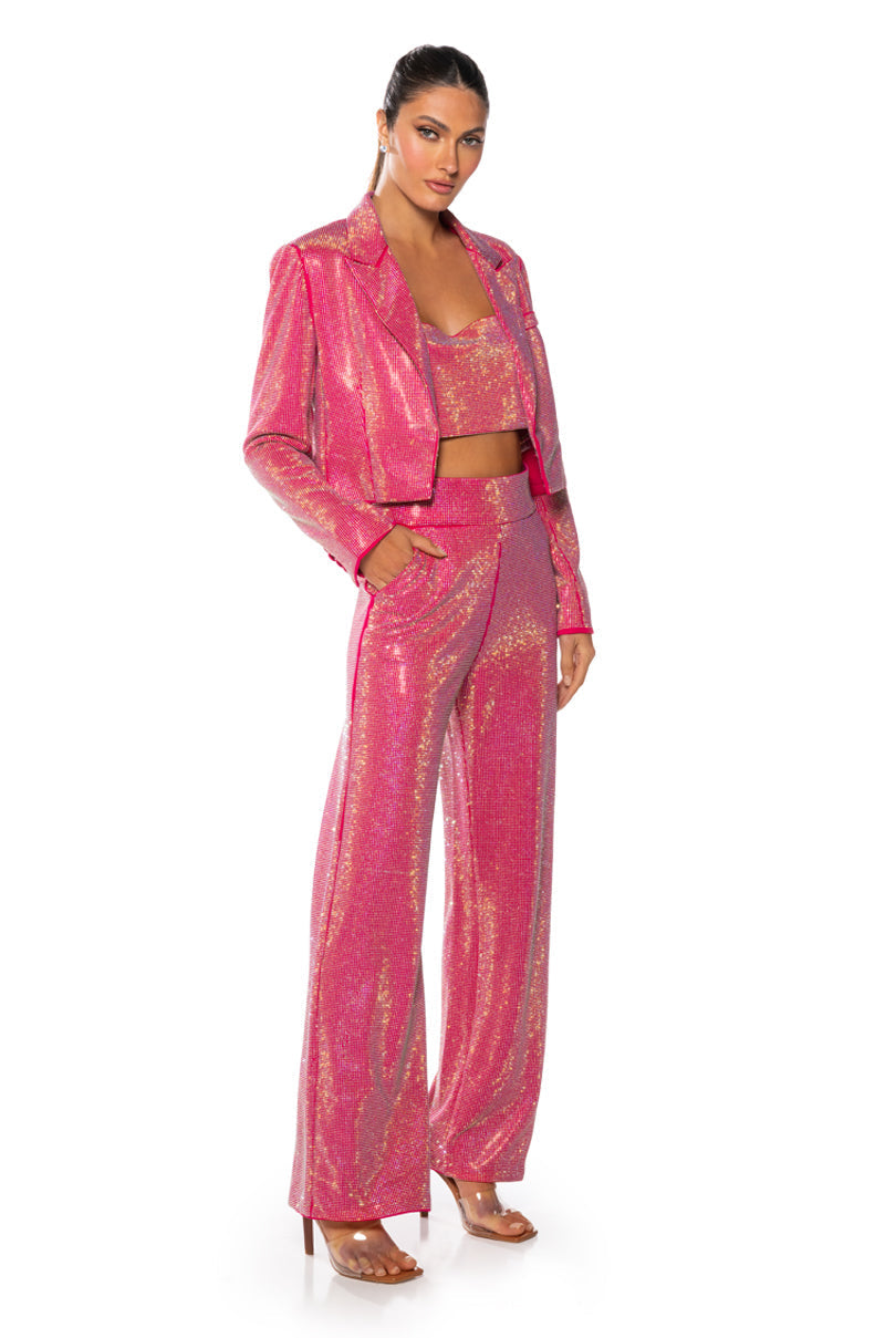 CENTER OF ATTENTION RHINESTONE TOP IN PINK