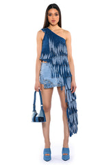 DESTINY DISTRESSED DENIM TOP