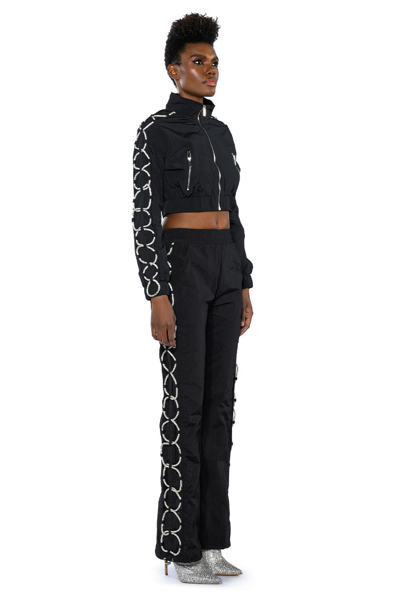DIAMOND LACE UP TRACK JACKET