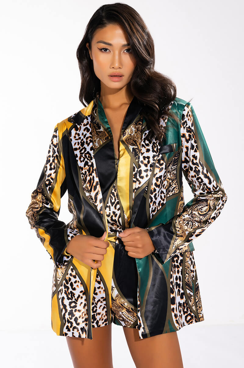 INTO THE WILD PRINTED SATIN BLAZER
