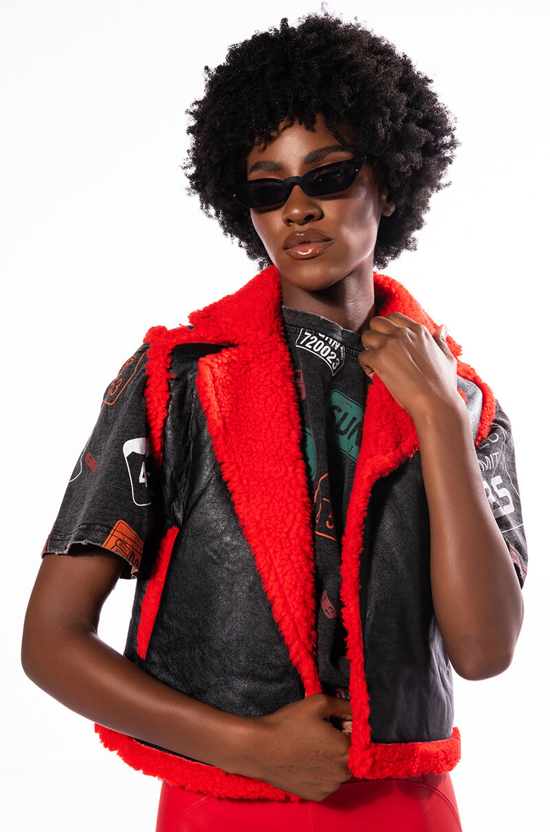 TEDDY LINED PU VEST