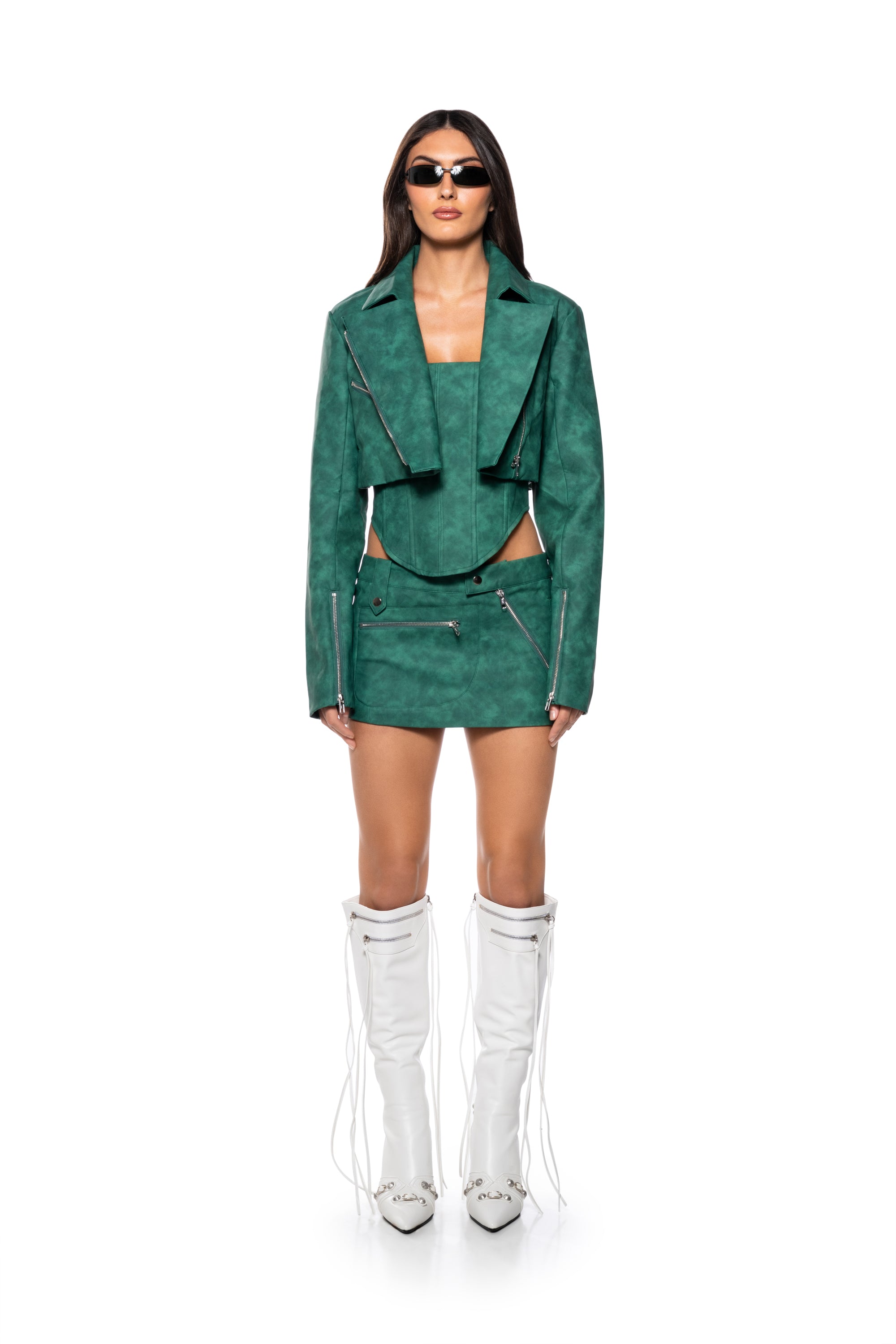 LUCKY ME MOTO FAUX LEATHER SKIRT