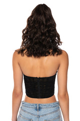 NEVER CONTROVERSIAL STRUCTURED MESH CORSET TOP