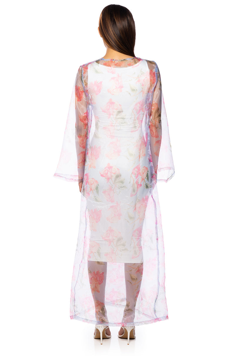 NOW AND FOREVER FLORAL CHIFFON DUSTER