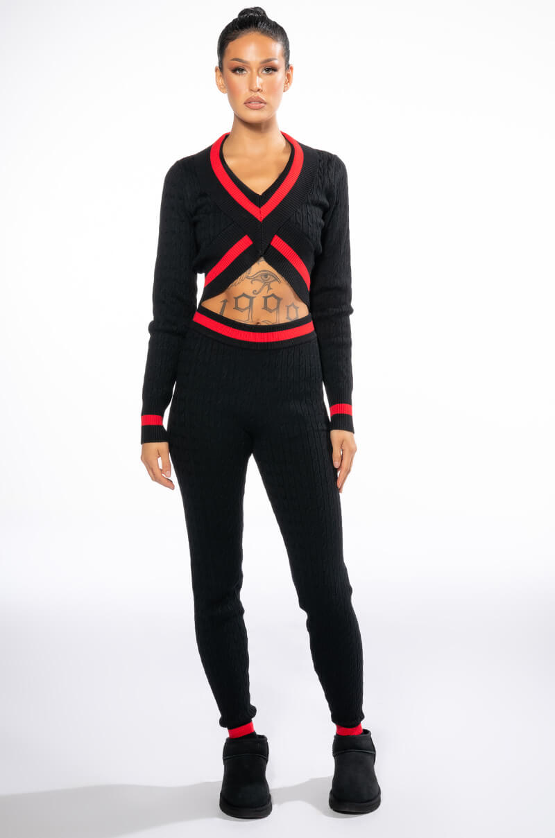 ONE LOVE STRIPE SWEATER CROP TOP