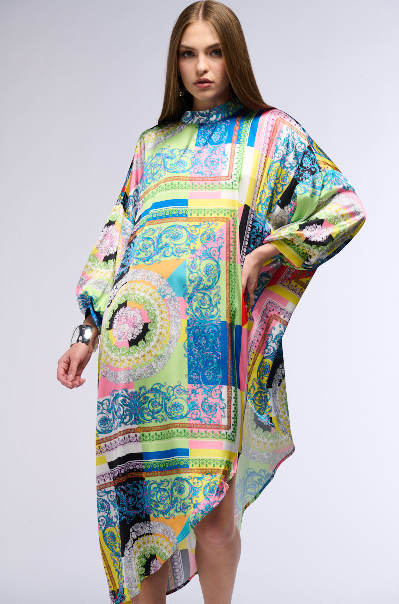 PAISLEY DREAMS PRINTED ASYMMETRICAL MIDI DRESS