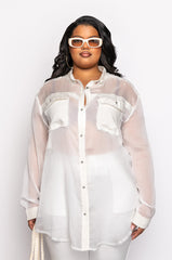 RESORT PLUS ARIA OVERSIZED BUTTON DOWN BLOUSE