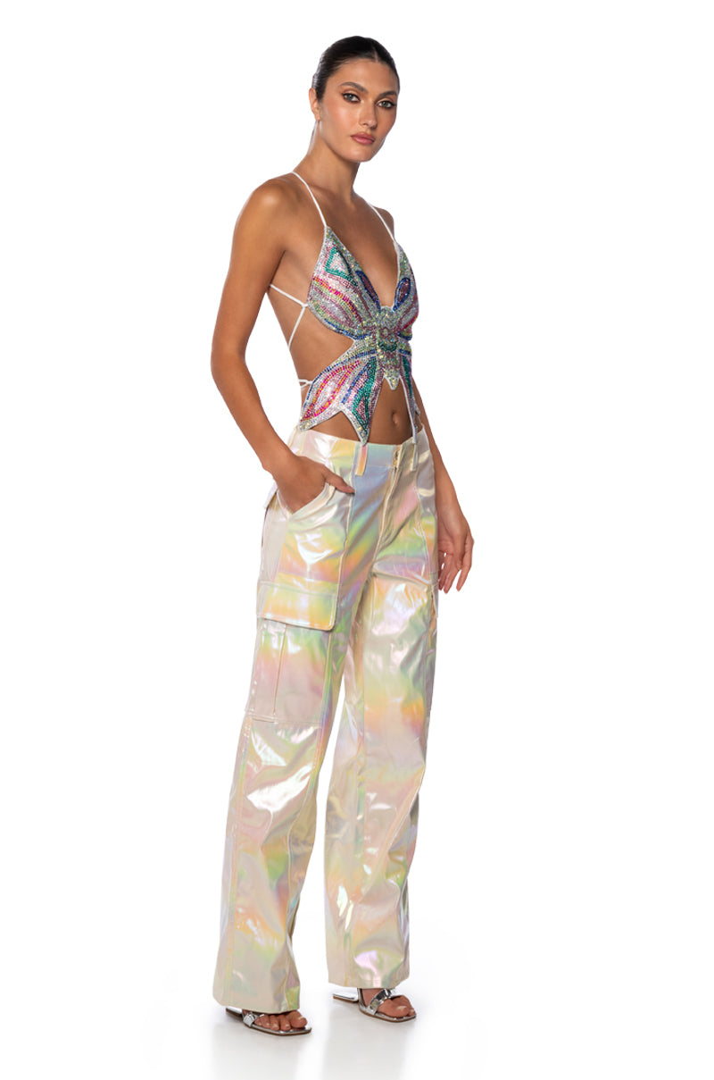 SUPER ASTRONOMICAL WIDE LEG IRIDESCENT CARGO PANT