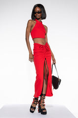 TAKE IT TO THE LIMIT RIBBED MIDI SKIRT
