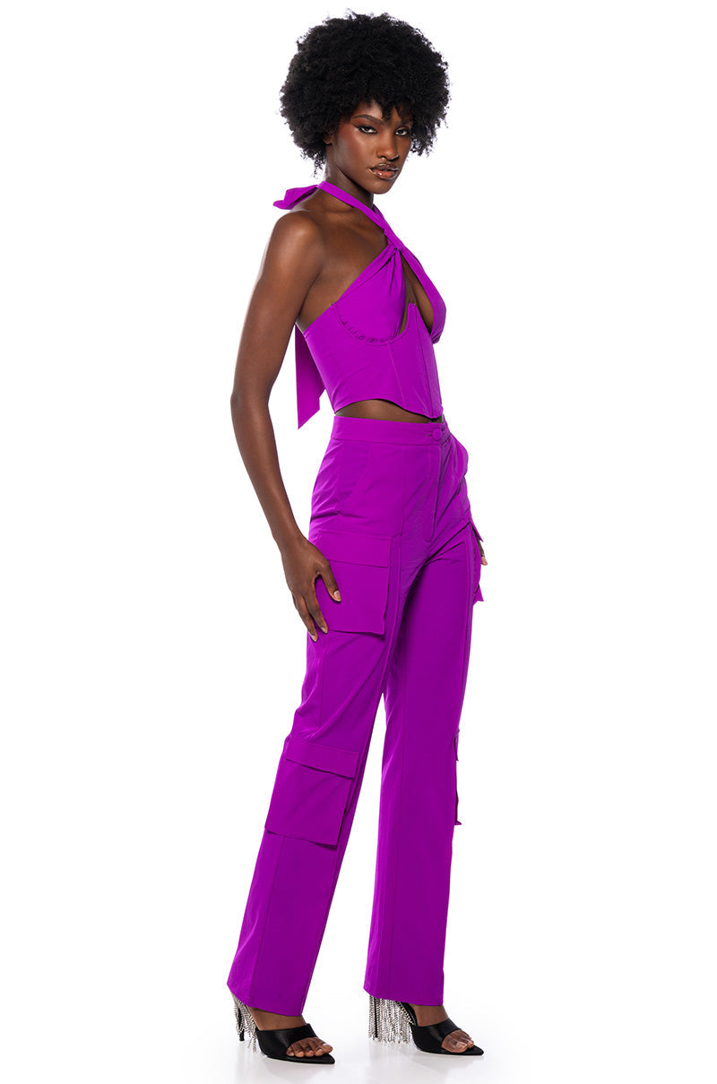 VIOLET HIGH WAIST CARGO PANT