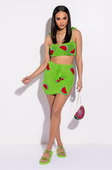 WATERMELON SUGA KNIT MINI SKIRT